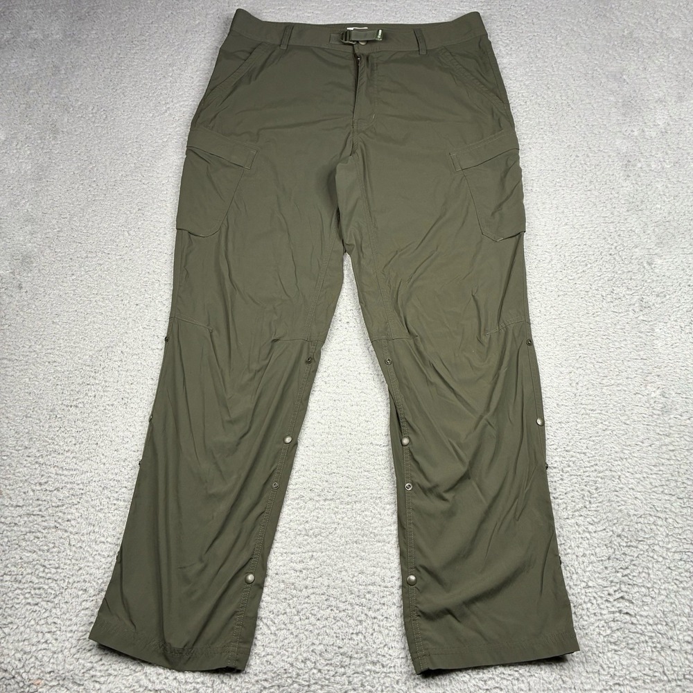 REI Co-op Sahara Hiking Cargo Pants Men's 36x32 Green Belted Relaxed Roll-Up